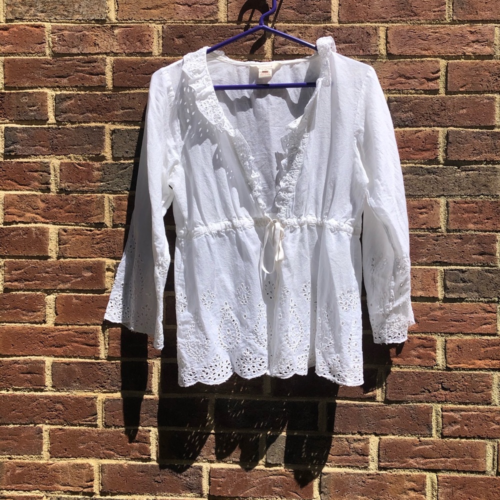 White eyelet blouse from Sundance